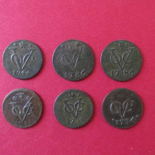 NETHERLANDS - DUTCH EAST INDIA COMPANY - 6 x V.O.C DOITS