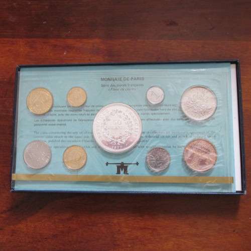 9 COIN PROOF SET OF FRANCE 1977 INCL. SILVER 50 FRANCS