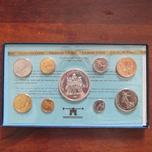 9 COIN PROOF SET OF FRANCE 1977 INCL. SILVER 50 FRANCS