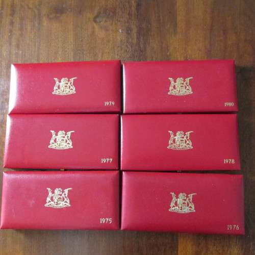 6 S.A. PROOF SETS 1975-1980 - EXCELLENT CONDITION - 1/2CENT - SILVER RAND - NO GOLD