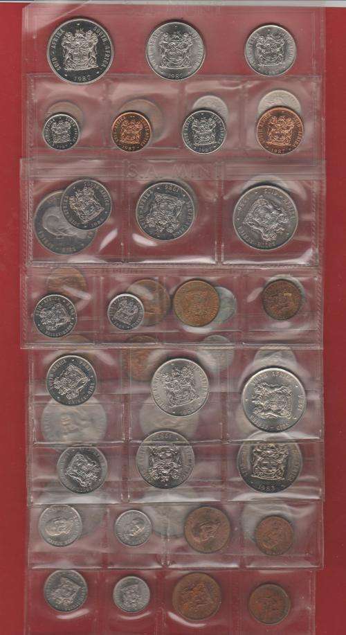 7 UNCIRCULATED MINT PACKS SEALED BY S.A. MINT 1981-1987