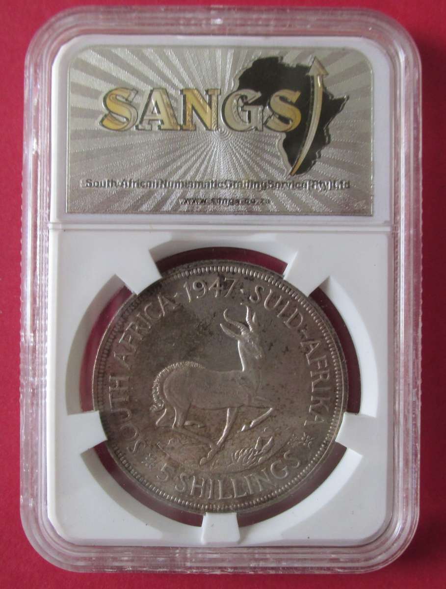 1947 PROOF SILVER 5 SHILLINGS PF60