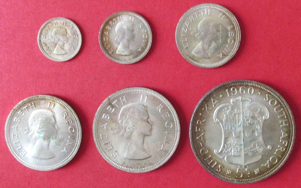 1960 UNC. SET OF UNION OF S.A. SILVER COINS