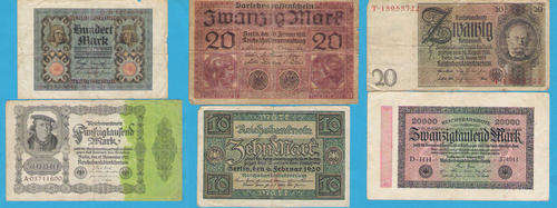 6 X  EARLY GERMAN BANKNOTES