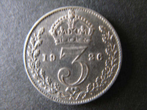 1926 SILVER BRITISH THREEPENCE