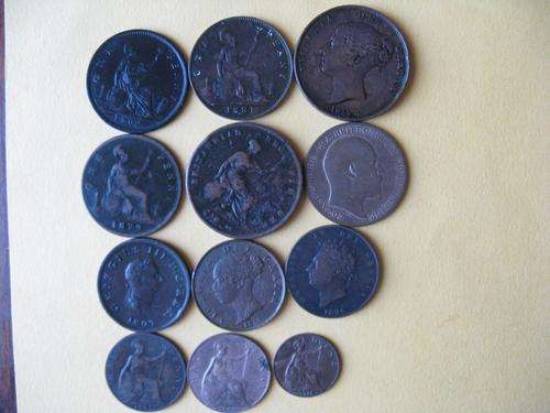12 EARLY COPPER COINS OF GREAT BRITIAN