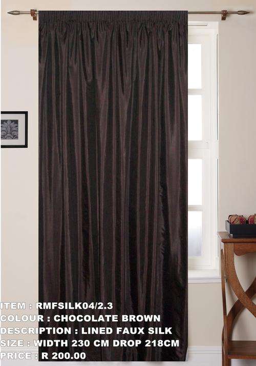 Ready made lined faux silk curtain