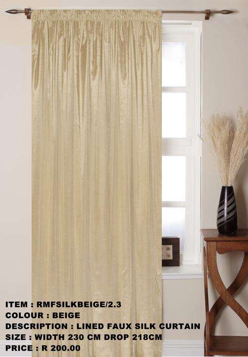 Ready Made Lined Faux Silk Curtain