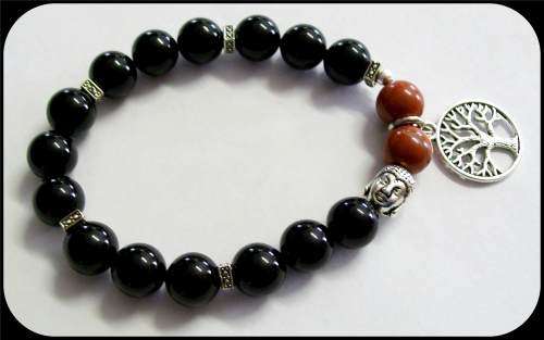 Stretch cord  Onyx and Jasper bracelet