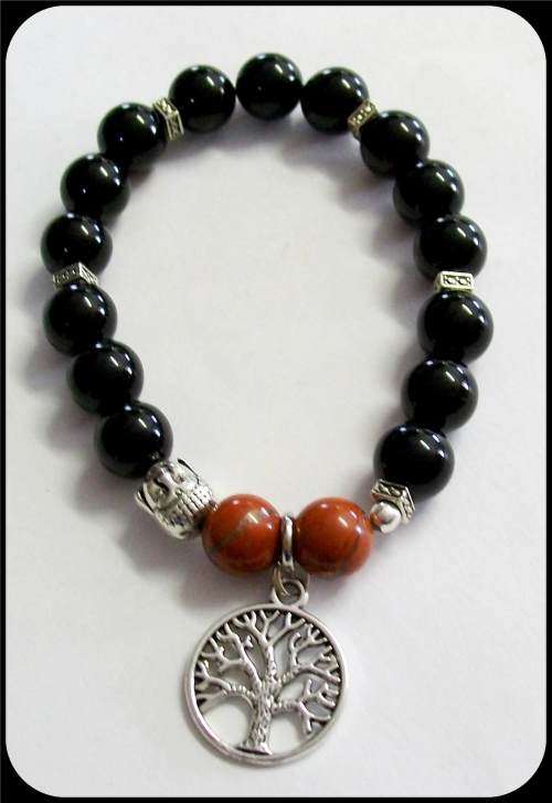 Stretch cord  Onyx and Jasper bracelet