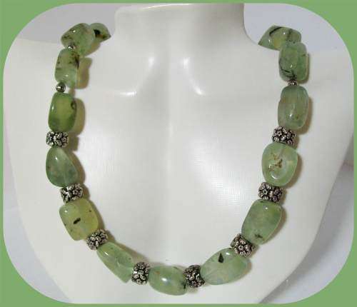 Prehnite natural stone necklace - supports the Solar Plexus and Heart Chakra