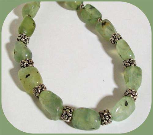 Prehnite natural stone necklace - supports the Solar Plexus and Heart Chakra