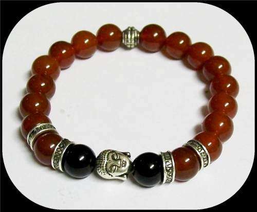 Men's Carnelian Buddha Bracelet - Sacral and Solar Plexus Chakra