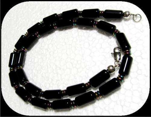 Men's Black Onyx Necklace - Root, Solar Plexus and Third eye Chakra