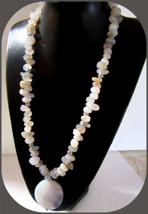 Grey Agate Chip Stone Necklace - Balances all Chakras