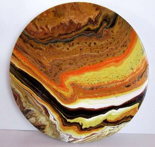 Acrylic Pour Painting  - Agate Geode - Orange and Brown