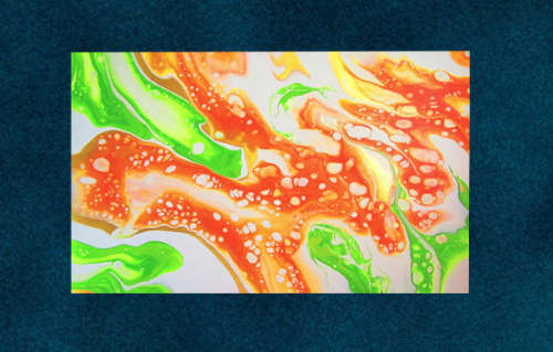 Acrylic Pour Painting - Tangerine and Lime