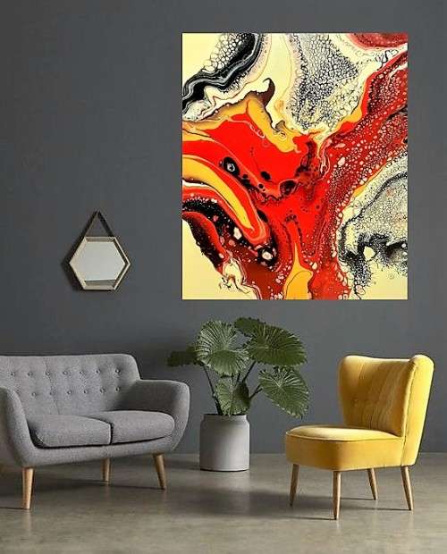 Sizzling Affair - Acrylic pour art