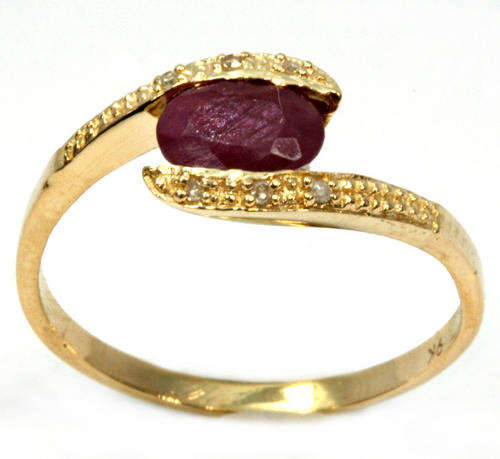 SOLID 9KT YELLOW GOLD GENUINE RUBY AND DIAMOND RING