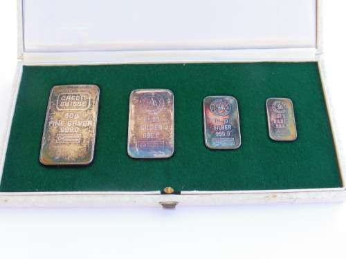 FINE SILVER BULLION BARS IN WHITE CASE . TOTAL WEIGHT 85g 999.0 FINE SILVER