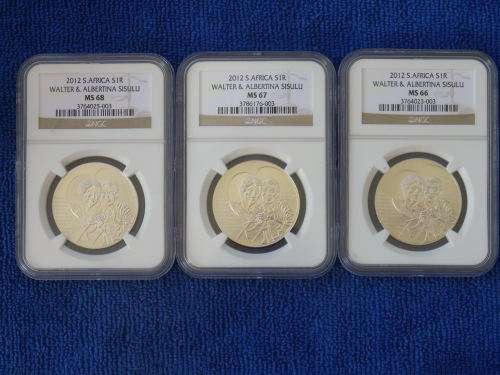 2012 WALTER &ALBERTINA SISULU SILVER R1 MS 66 67 68. BID IS PER COIN TO TAKE ALL 3