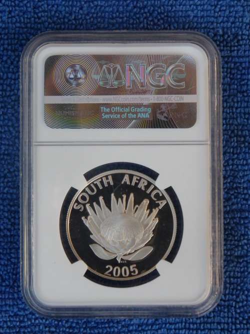 2005 ALBERT LUTHULI SILVER R1.  NGC GRADED PROOF 69 ULTRA CAMEO