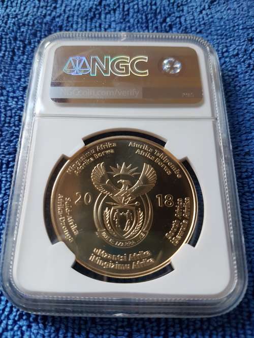 2018 NELSON MANDELA CENTENARY BRONZE ALLOY R50.  NGC GRADED MS68.  1ST RELEASE!