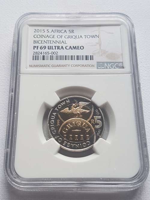 2015 SOUTH AFRICA R5. PROOF COINAGE OF GRIQUA TOWN. PF69 ULTRA CAMEO- FINEST KNOWN GRADE-