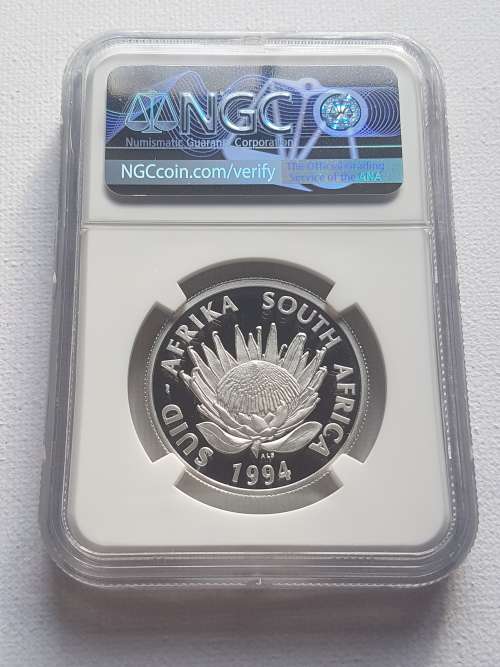 1994 SOUTH AFRICA SILVER PROOF R1 - PROTEA SERIES CONSERVATION- NGC GRADED PF69 ULTRA CAMEO-