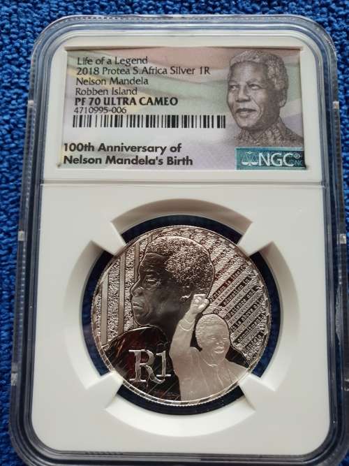 2018 NELSON MANDELA PROOF SILVER R1 - LIFE OF A LEGEND ROBBEN ISLAND-  NGC PF70UC -FINEST KNOWN!