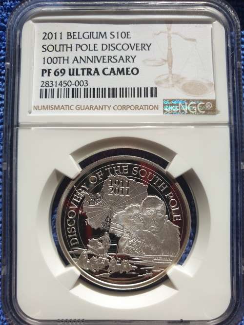 2011 SILVER 10 EURO SOUTH POLE DISCOVERY - 100TH ANNIVERARY- NGC GRADED PF69 UC - SCARCE IN GRADED!!