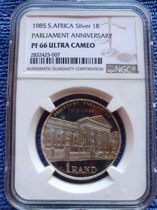 1985 SILVER R1 -PARLIAMENT ANNIVERSARY-  NGC GRADED PF66 ULTRA CAMEO
