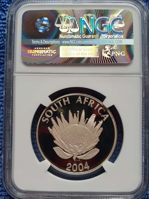 2004 SOUTH AFRICA SILVER R1  - DEMOCRACY ANNIVERSARY- NGC GRADED PROOF 69 ULTRA CAMEO