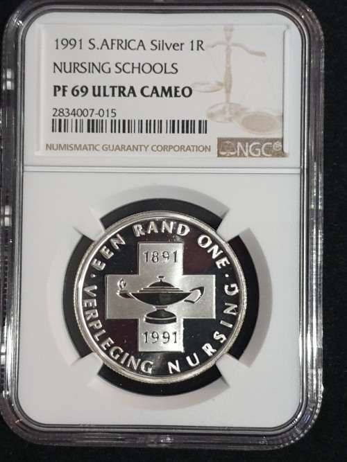 1991 NURSING SCHOOLS SILVER R1. NGC GRADED PROOF69 ULTRA CAMEO