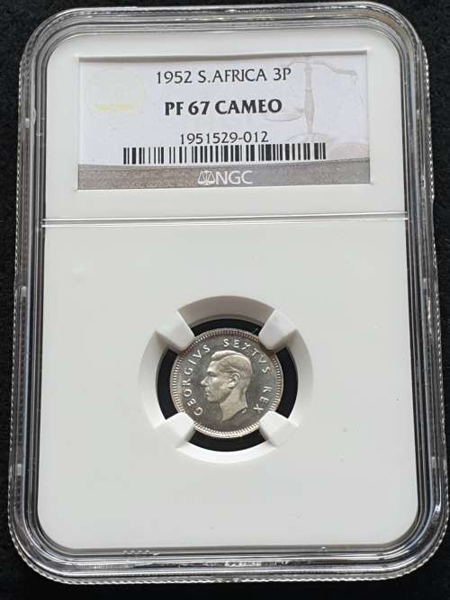 1952 SOUTH AFRICA 3P   -NGC GRADED PF67 CAMEO-