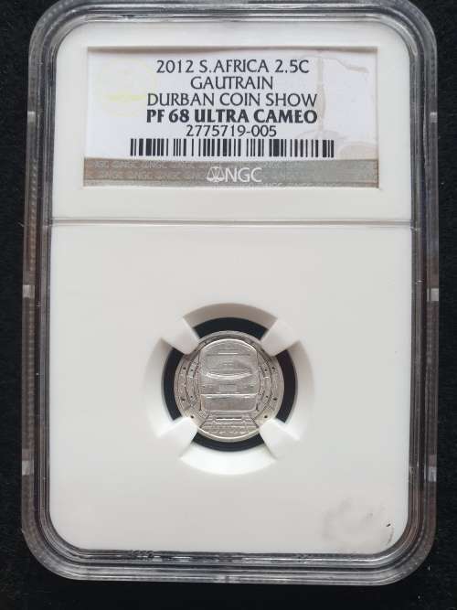 2012 SOUTH AFRICA SILVER 2.5c       -GAUTRAIN- DURBAN COIN SHOW -    PF68 ULTRA CAMEO