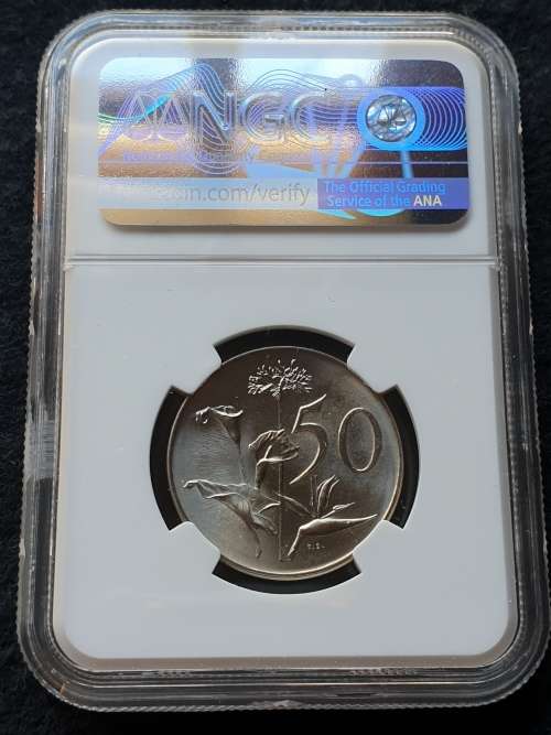 1965 SOUTH AFRICA PROOF 50c  - AFRIKAANS-  NGC GRADED PF68   *POP 2* ONLY 2 COINS HIGHER