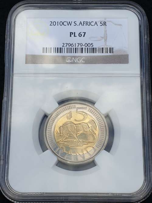 2010 SOUTH AFRICA COIN WORLD R5  -NGC GRADED PL 67-