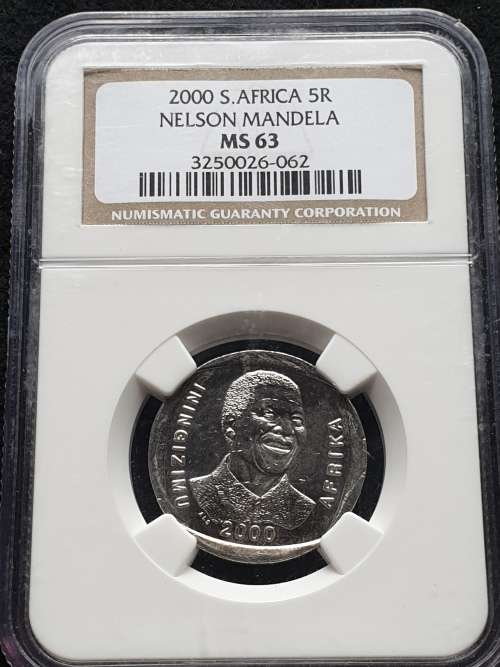 2000 NELSON MANDELA R5 NGC GRADED MS63