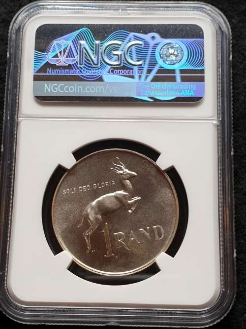 1965 SOUTH AFRICA SILVER PROOF R1  - ENGLISH - NGC GRADED PF68 **FINEST KNOWN**