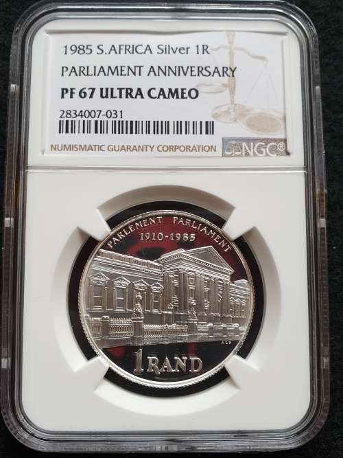 1985 SILVER R1 -PARLIAMENT ANNIVERSARY-  NGC GRADED PF67 ULTRA CAMEO