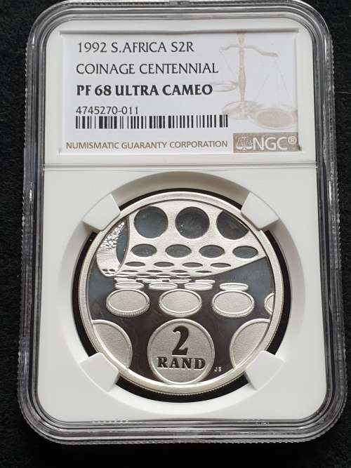1992 SILVER R2 CROWN - COINAGE CENTENNIAL-. NGC GRADED PROOF 68 ULTRA CAMEO