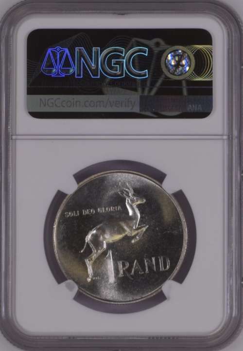 1965 SOUTH AFRICA SILVER R1 - ENGLISH- NGC GRADED MS 65 ULTRA CAMEO  * ONLY 8 COINS GRADED HIGHER*