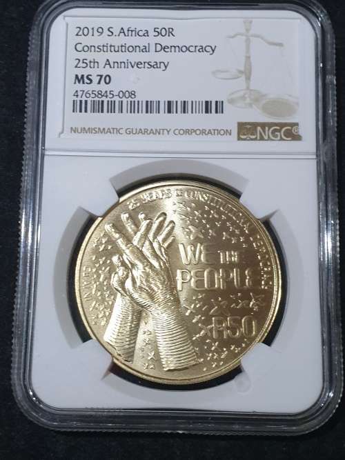 2019 BRONZE ALLOY R50 -25y CONSTITUTIONAL DEMOCRACY-  - NGC MS70   FINEST KNOWN!!