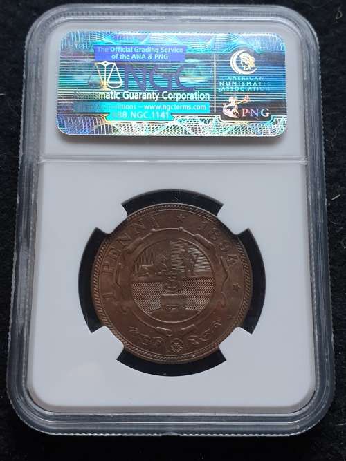 1894 ZAR PENNY-NGC GRADED MS63BN **SCARCE HIGH GRADE** LOW MINTAGE OF ONLY 10769