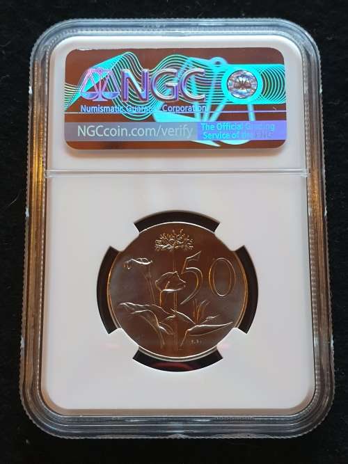 1965 SOUTH AFRICA 50c -AFRIKAANS- NGC GRADED PROOF68. **SECOND FINEST ONLY 2 HIGHER**