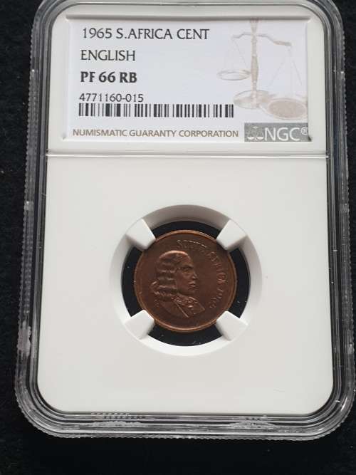 1965 SOUTH AFRICA PROOF 1c -ENGLISH- NGC GRADED PF66RB **HIGH GRADE ONLY 3 HIGHER IN RB**