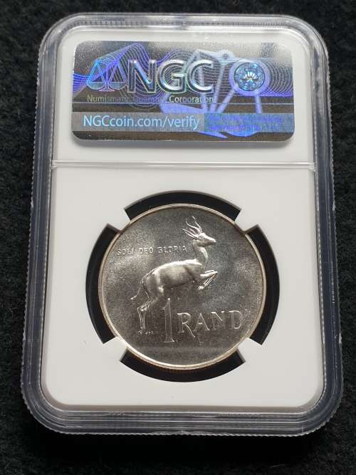 1965 SOUTH AFRICA SILVER R1 -ENGLISH- NGC GRADED PROOF 66 **HIGH GRADE**
