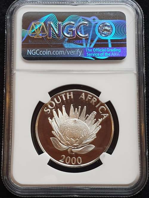 2000 SOUTH AFRICA SILVER R1  -PROTEA SERIES-  -WINE PRODUCTION-  NGC GRADED PF69 ULTRA CAMEO