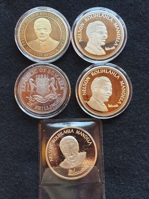 JOBLOT OF 5 MANDELA MEDALLIONS
